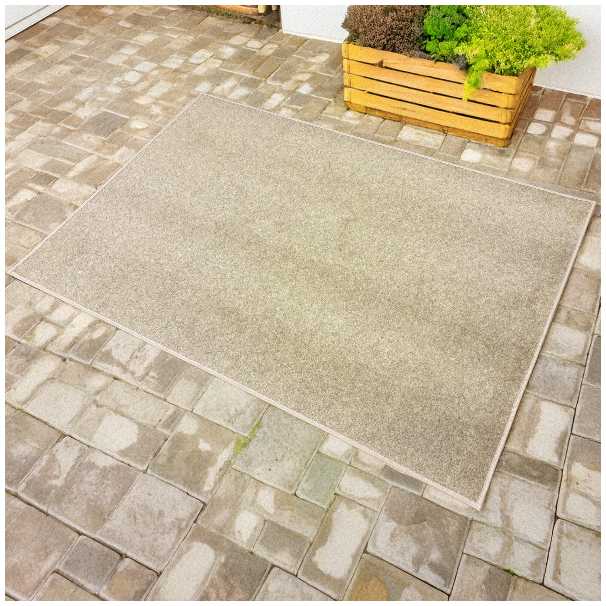 Koeckritz Rugs Economical 2'x3' Taupe Area Rug, Soft \u0026 Durable for Indoors/Outdoors